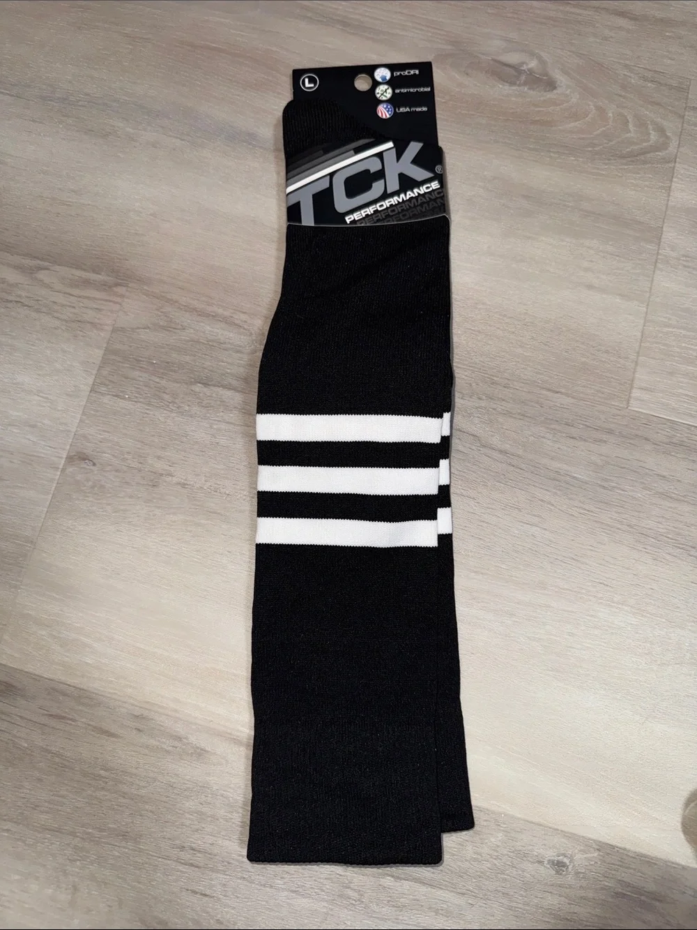 TC Black Athletic Socks with White Triple Stripes